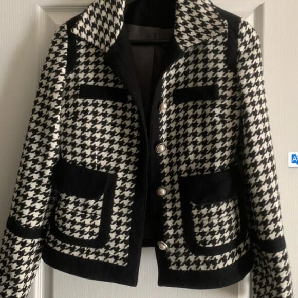 Vintage Houndstooth Blazer – Black & White – Size FR 34/36 (US 2/4 – XS/S) - Picture 2 of 7